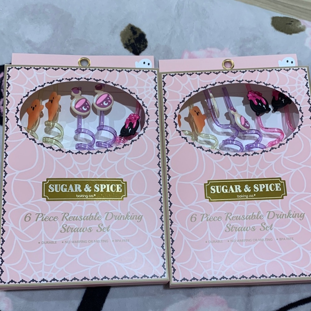 Sugar & Spice Reusable Drinking Straws Set-2sets.  12 straws total